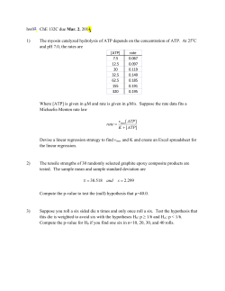 hw07 ChE 132C due Mar. 2, 2011 1) The myosin catalyzed