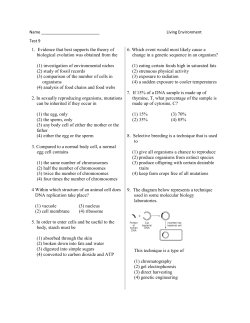 Name Living Environment Test 9 1. Evidence that best supports the