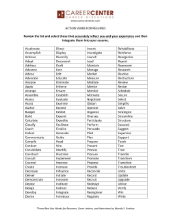 action verbs for resumes