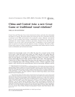 China and Central Asia: a new Great Game or traditional vassal