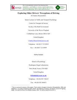 Exploring Older Drivers` Perceptions of Driving