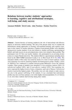 Relations between teacher students` approaches to learning