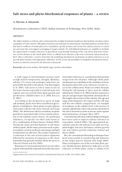 Salt stress and phyto-biochemical responses of plants &ndash; a review
