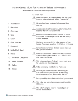 Name Game: Clues for Names of Tribes in Montana