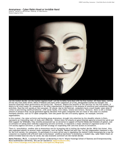 Anonymous &ndash; Cyber Robin Hood or Invisible Hand