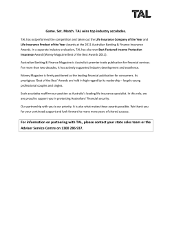 Game. Set. Match. TAL wins top industry accolades. For information