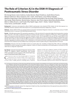 The Role of Criterion A2 in the DSM