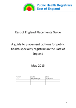 A guide to placement options for public health speciality registrars in