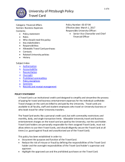 University of Pittsburgh Policy Travel Card