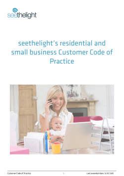 seethelight`s residential and small business Customer Code of
