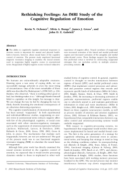 Rethinking Feelings: An fMRI Study of the Cognitive Regulation of