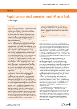 Rapid carbon steel corrosion and HF acid leak (first published in the