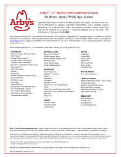 Arby`s&reg; U.S. Menu Items Without Gluten