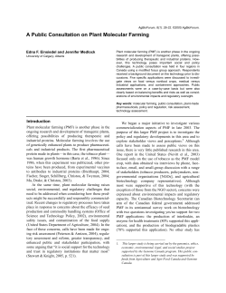 A Public Consultation on Plant Molecular Farming