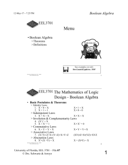 Boolean Algebra - University of Florida