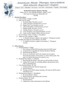 MARAMTS Summer Business Meeting Friday, July 31, 2015 through