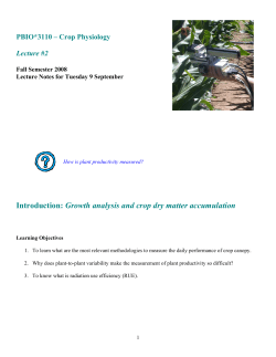 Introduction: Growth analysis and crop dry matter accumulation