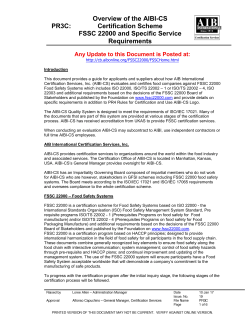 Overview of the AIBI-CS Certification Scheme FSSC 22000 and