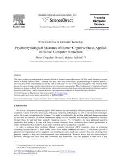 Psychophysiological measures of human cognitive