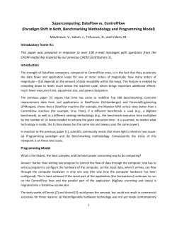 Supercomputing: DataFlow vs. ControlFlow (Paradigm Shift in Both