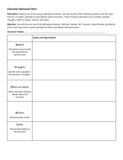 Character Retrieval Chart Speech Thoughts Effect on others Actions