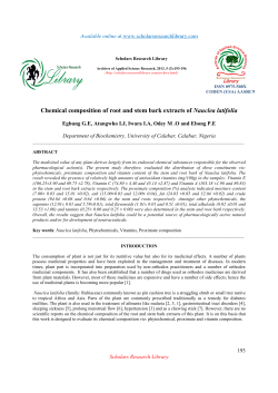 Chemical composition of root and stem bark extracts of Nauclea