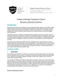 Mandatory Reporting Guidelines for Registrants