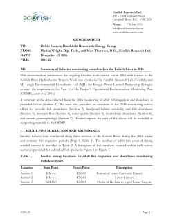MEMORANDUM TO: Debbi Stanyer, Brookfield Renewable Energy