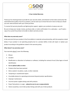 2-Year Limited Warranty Thank you for choosing Q