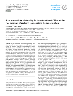 Structure&ndash;activity relationship for the estimation of OH