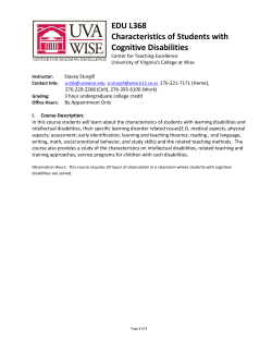 Characteristics of Students with Cognitive Disabilities