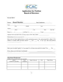 Application for Position Board of Directors