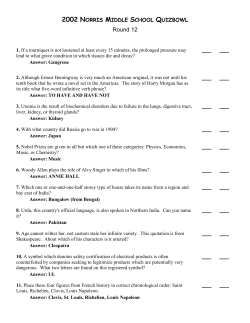 Norris Inv - Round12 - Middle School Quizbowl Packet Archive