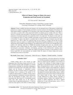 Effect of Climate Change on Maize (Zea mays)