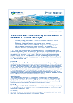 Stable annual result in 2010 necessary for investments of 10