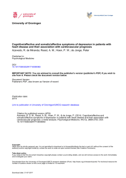 University of Groningen Cognitive/affective and somatic/affective