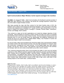 Spirit Communications/ Major Wireless Carrier expand coverage in