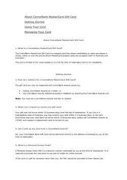 About CommBank MasterCard Gift Card Getting started Using Your