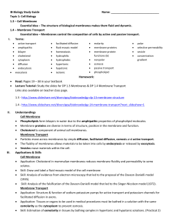 IB Biology Study Guide Name: Topic 1: Cell Biology 1.3 &ndash; Cell