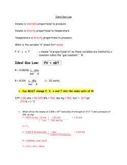 PV = nRT Ideal Gas Law