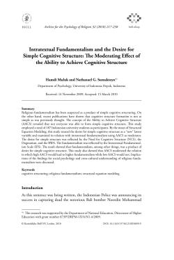 Intratextual Fundamentalism and the Desire for Simple Cognitive