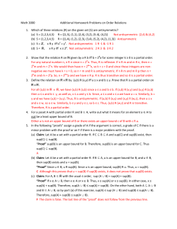 Math 3000 Additional Homework Problems on Order Relations 1