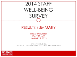 2014 Staff Well-being survey results - Office of Institutional Research