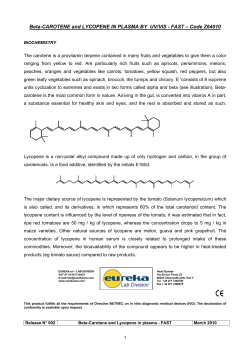 Beta-CAROTENE and LYCOPENE IN PLASMA BY UV/VIS