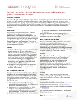 Greening the product life cycle: Two tools to measure and improve
