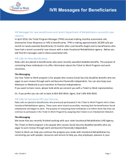 IVR Messages for new beneficiaries and recent Department of