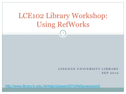 LIB170 Using RefWorks