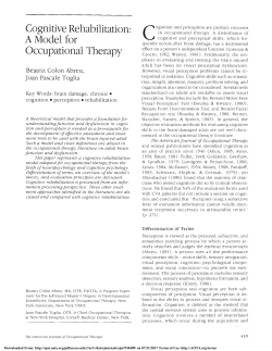 Cognitive Rehabilitation: A Model for Occupational Therapy