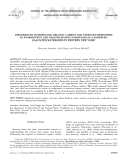 Differences in Dissolved Organic Carbon and Nitrogen - SUNY-ESF