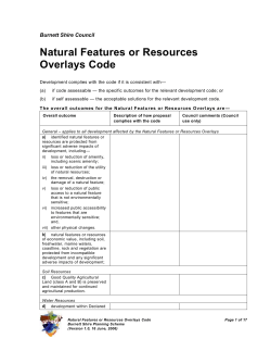 The overall outcomes for the Natural Features or Resources